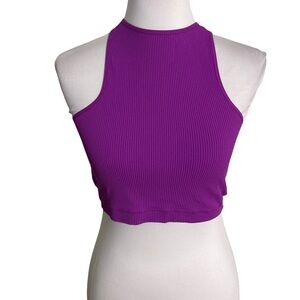 Garage Vibrant Purple Ribbed Crop Top